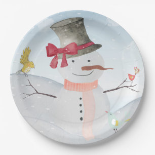 Freunde des Schneemans und des Winterwaldes Pappteller