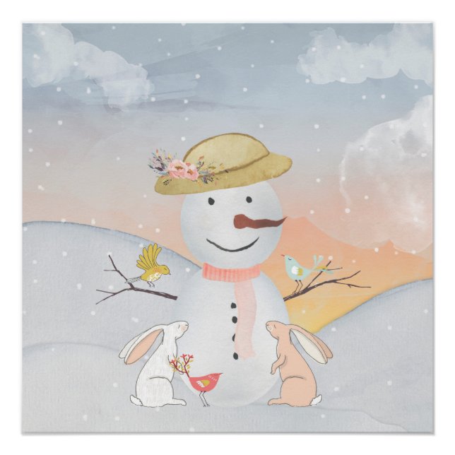Freunde des Schneemans und des Winterwaldes Poster (Vorderseite)