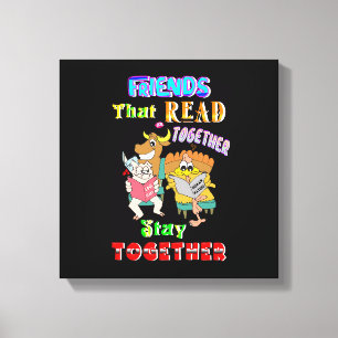 Freunde, die zusammen lesen Bleibe Leinwanddruck