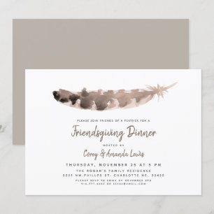Freunde eines Party der Feder- Friendsgiving Einladung