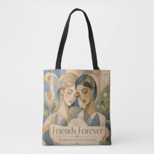 Freunde für immer Art Deco Porträt zweier Frauen Tasche
