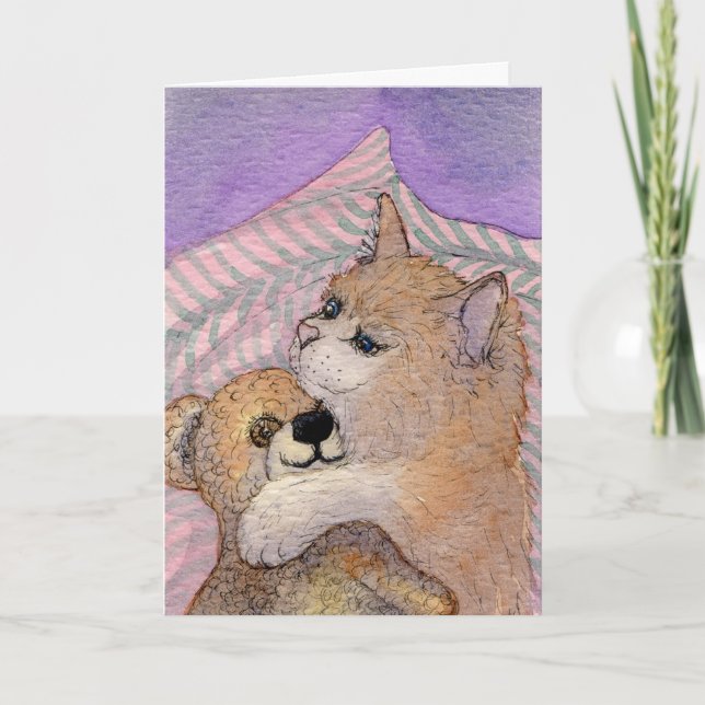 Freunde für immer - Cat Hugs Bär Karte (Vorderseite)