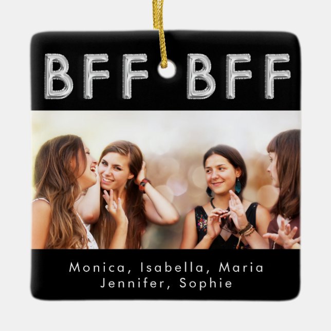 Freunde für immer Foto aus schwarzem Silber Keramikornament (Vorderseite)