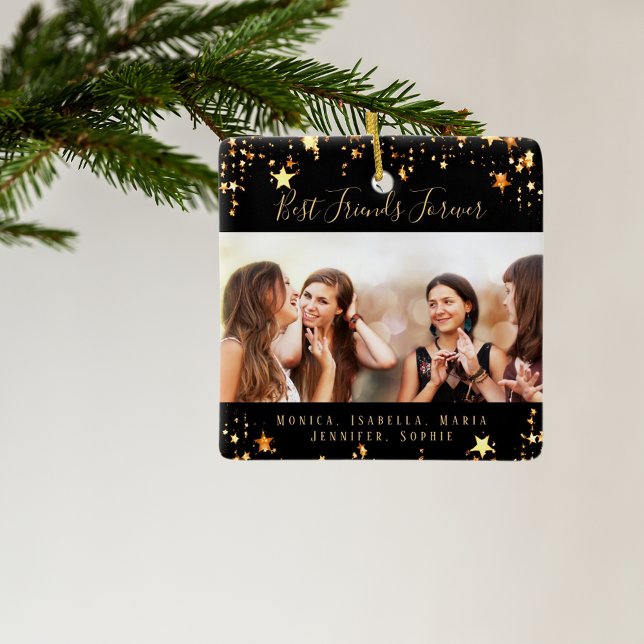 Freunde für immer Foto mit schwarzen goldenen Ster Keramikornament (Von Creator hochgeladen)