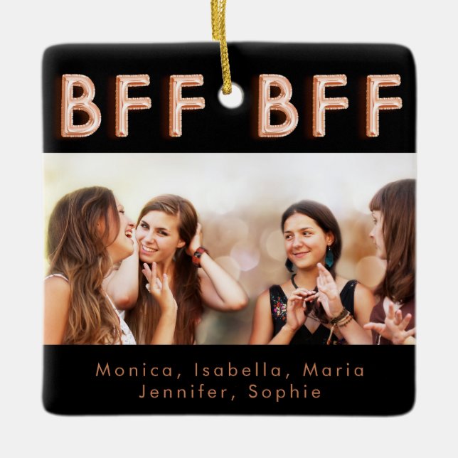 Freunde für immer Foto schwarze Rose Gold BESTE FR Keramikornament (Vorderseite)