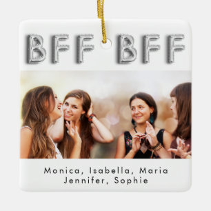 Freunde für immer Foto silberweiß Keramikornament