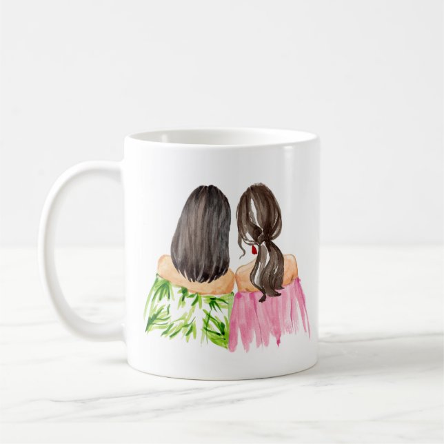Freunde für immer Geschenk Tasse Schwarzes Haar un (Links)