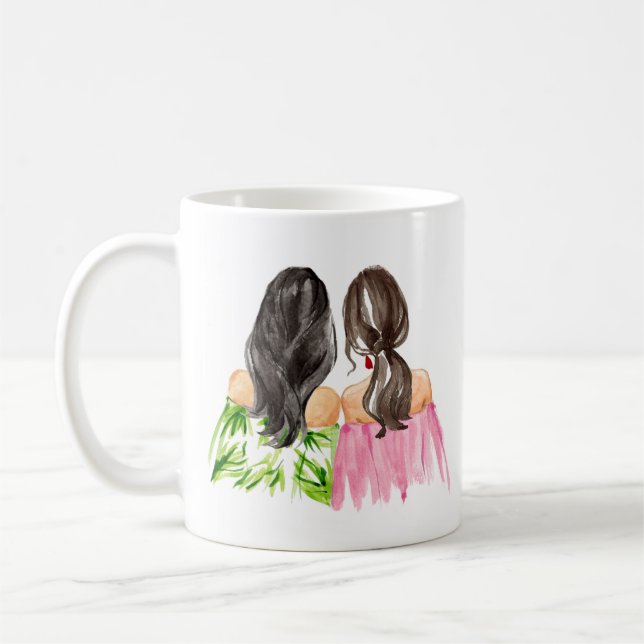 Freunde für immer Geschenk Tasse Schwarzes Haar un (Links)