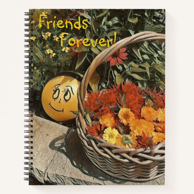 Freunde für immer glücklicher Garten Notizbuch (Vorderseite)
