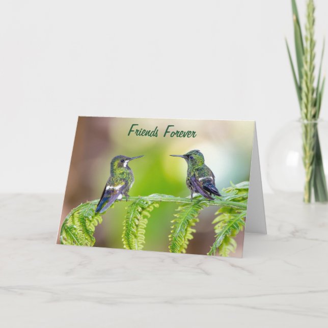 Freunde für immer | Green Hummingbird Couple Karte (Vorderseite)