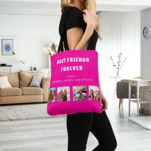 Freunde für immer heißen rosa Foto Collage Namen Tasche