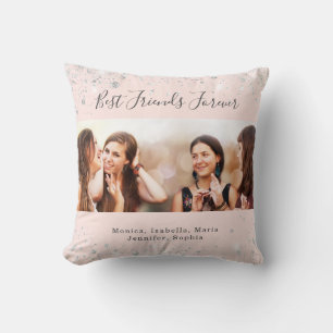 Freunde für immer Rose Gold Silber Glitzer Foto Kissen