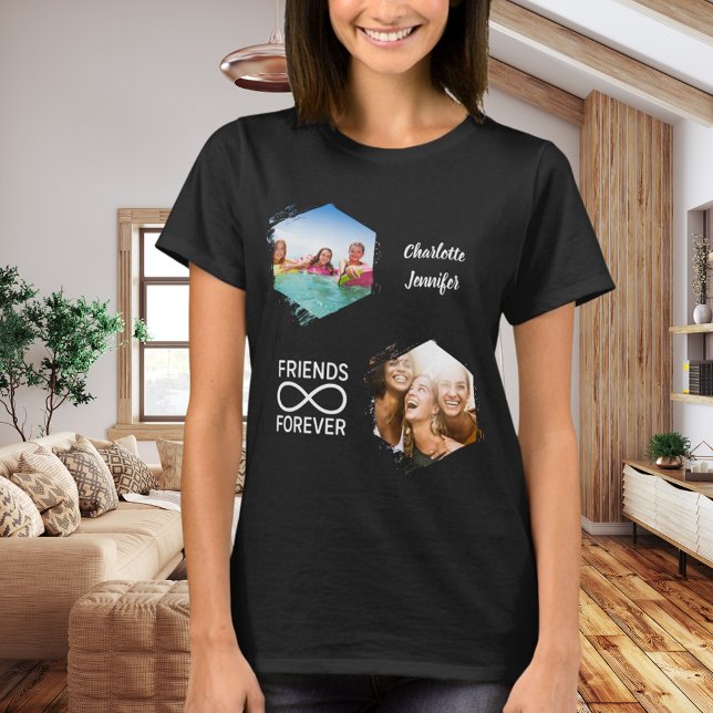 Freunde für immer unendliche Foto Namen schwarz T-Shirt (Von Creator hochgeladen)