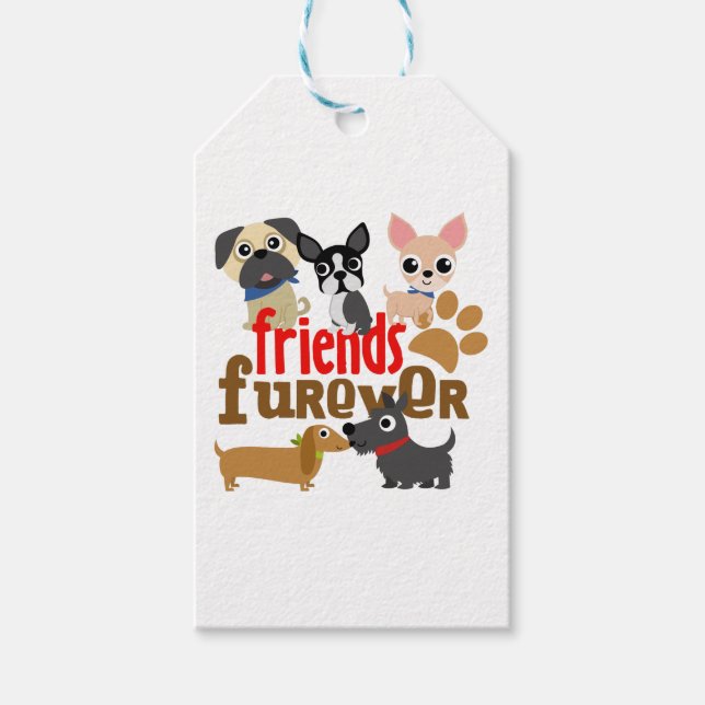 Freunde Furever Hunde Welpen Geschenkanhänger (Vorderseite)