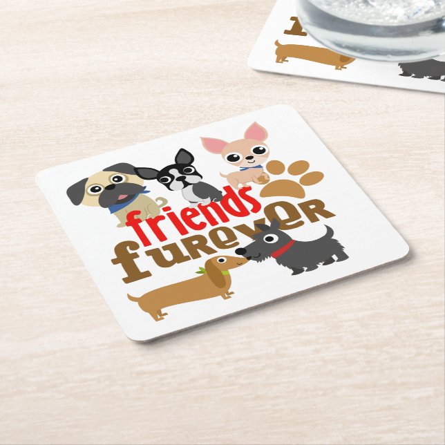 Freunde Furever Hunde Welpen Rechteckiger Pappuntersetzer (angewinkelt)