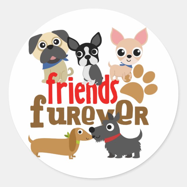 Freunde Furever Hunde Welpen Runder Aufkleber (Vorderseite)