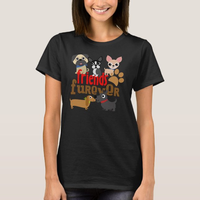 Freunde Furever Hunde Welpen T-Shirt (Vorderseite)