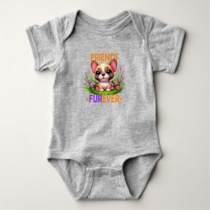 Freunde Furever Pun. Niedlicher Bulldog-Hündchen Baby Strampler