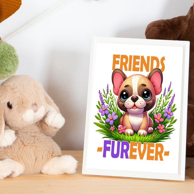 Freunde Furever Pun. Niedlicher Bulldog-Hündchen Fotodruck (Von Creator hochgeladen)