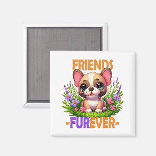 Freunde Furever Pun. Niedlicher Bulldog-Hündchen Magnet