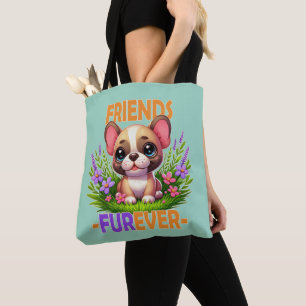 Freunde Furever Pun. Niedlicher Bulldog-Hündchen Tasche
