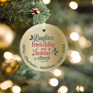 Freunde goldgrüne Typografie Weihnachten Ornament Aus Glas