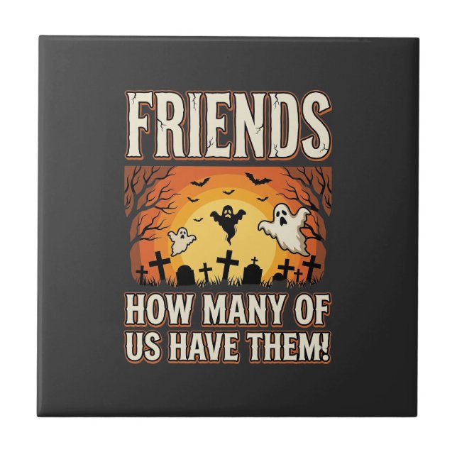 Freunde Halloween Geist Friedhof Design_1 Fliese (Vorderseite)