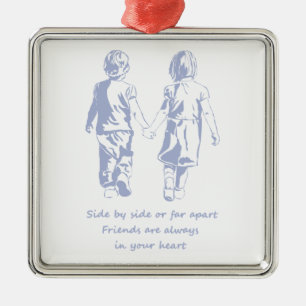 Freunde immer in Ihrem Herzen Zitat Silbernes Ornament