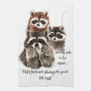 Freunde in Ihrem Herz Zitat Raccoon Tier-Spaß Geschirrtuch