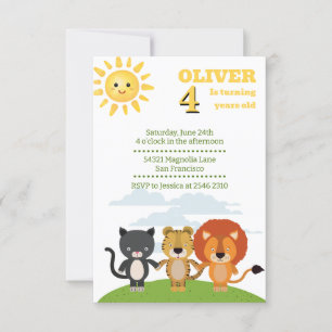 Freunde Jungle Tiere Geburtstag Einladung