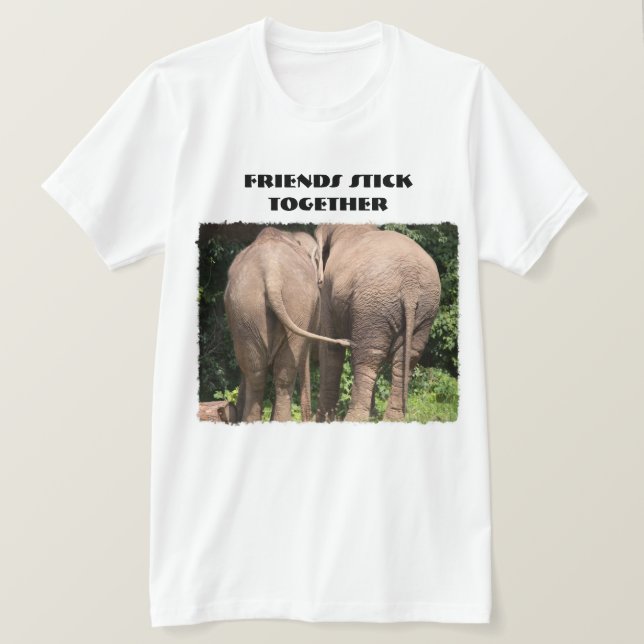 Freunde kleben Elefanten-Tee-Shirt zusammen T-Shirt (Design vorne)