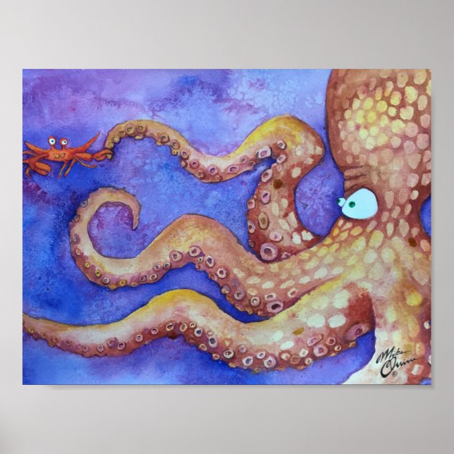"Freunde" Krabben und Krabben, Fisch mit Höflichke Poster (Vorne)