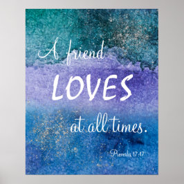 Freunde Lieben Blau Lila Silber Wasserfarbe Poster