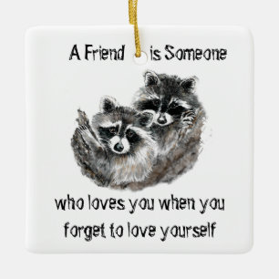 Freunde Lieben Sie Niedliche Raccoons Zitat T - Sh Keramikornament