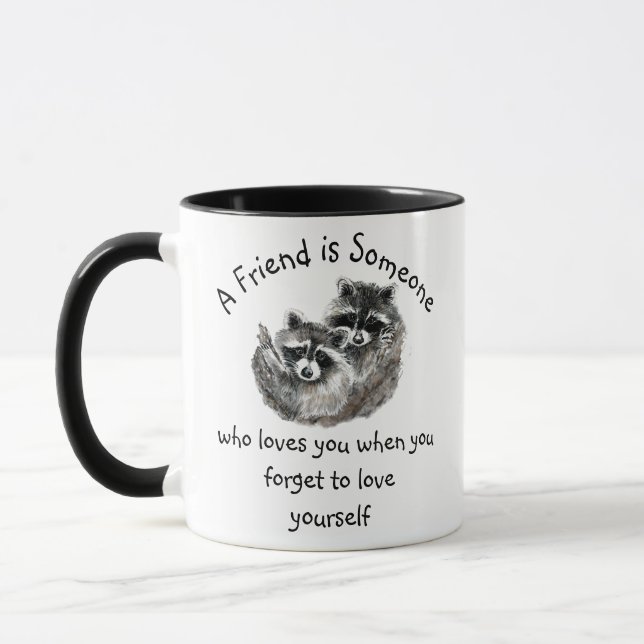Freunde Lieben Sie Niedliche Raccos Zitat Tasse (Links)