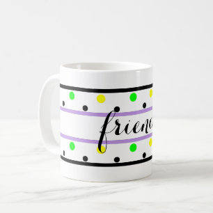 Freunde Lila gelber Polka Dots Kaffeetasse