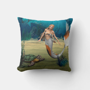 Freunde Mermaid und Turtle Kissen