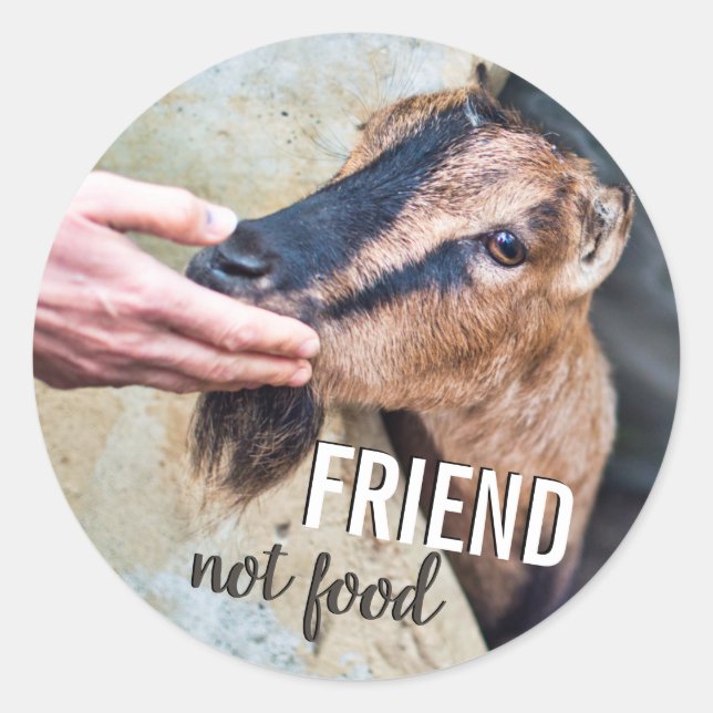 Freunde nicht Essen vegan mit niedlicher Ziege Runder Aufkleber (Vorderseite)