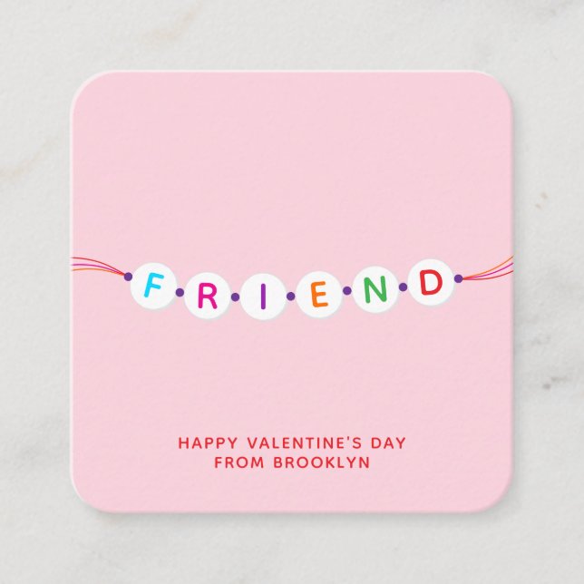 Freunde niedliche Freundschaft Armband pink Valent Begleitkarte (Vorderseite)
