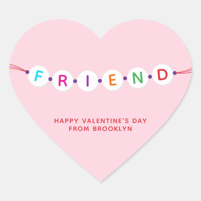 Freunde niedliche Freundschaft Armband pink Valent Herz-Aufkleber (Vorderseite)