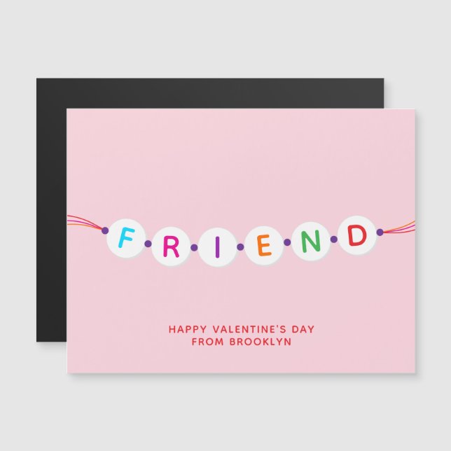 Freunde niedliche Freundschaft Armband pink Valent Magnetkarte (Vorne/Hinten)