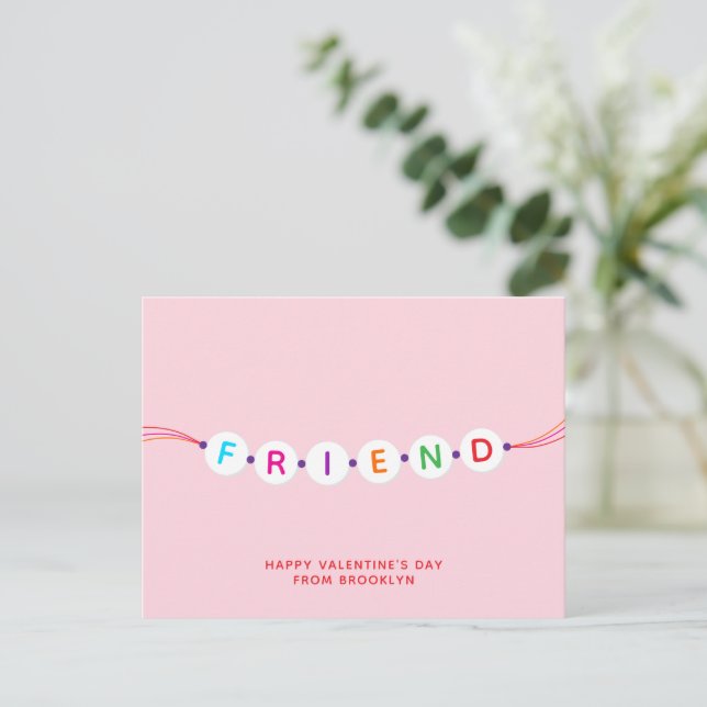 Freunde niedliche Freundschaft Armband pink Valent Postkarte (Stehend Vorderseite)