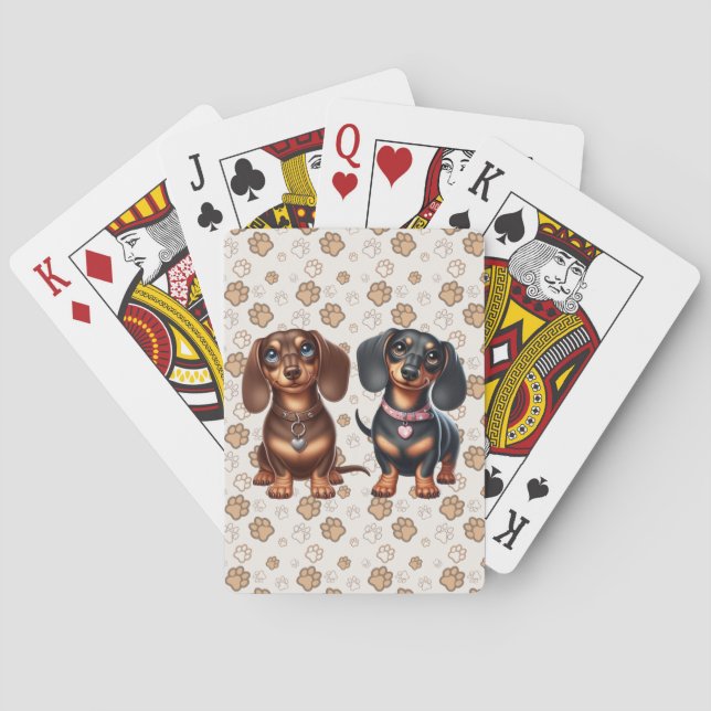 Freunde niedlicher Dackeln Spielkarten (Rückseite)