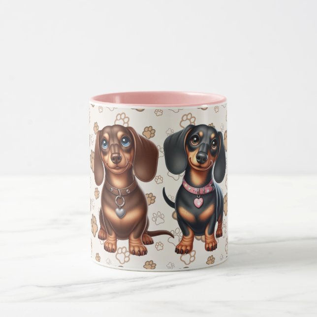 Freunde niedlicher Dackeln Tasse (Zentrum)