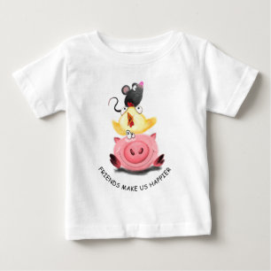 Freunde Pig Chick und Mouse Funny Baby T - Shirt