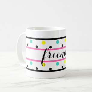 Freunde Pink Blue Yellow Polka Dots Kaffeetasse