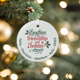 Freunde rot-grüne Typografie Weihnachten Ornament Aus Glas