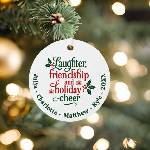Freunde rot-grüne Typografie Weihnachten Ornament Aus Metall
