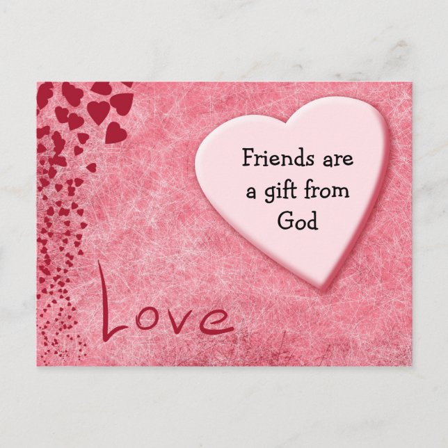 Freunde sind ein Geschenk Gottes Herz Postkarte (Vorderseite)