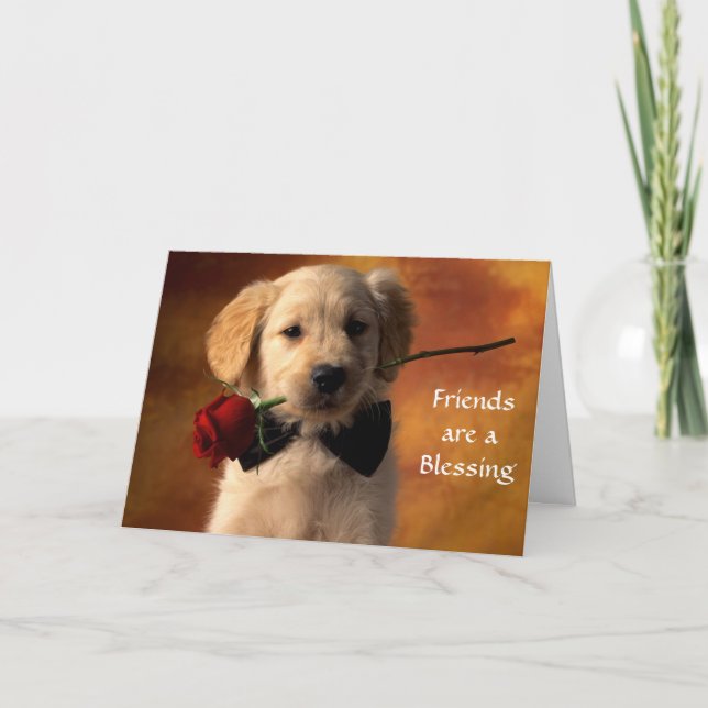 Freunde sind eine "Sessing Golden Retriever Puppy  Karte (Vorderseite)